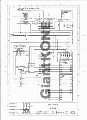 通力电梯轿厢照明筒灯型号，通力电梯轿厢照明线路图纸？