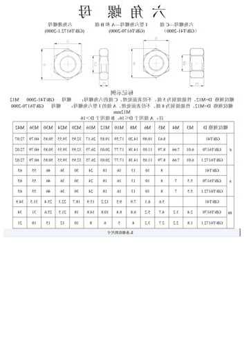 电梯螺栓螺帽规格型号表示，电梯螺栓螺帽规格型号表示图