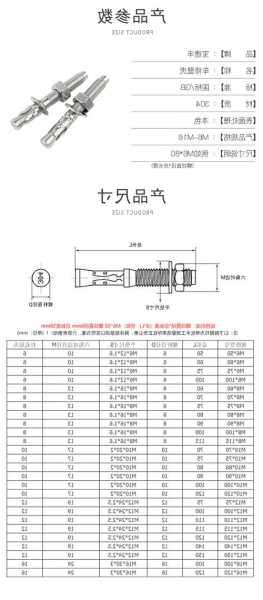 电梯膨胀螺丝型号大全，三菱电梯膨胀螺丝！