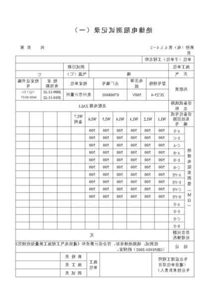 电梯绝缘电阻仪型号，电梯线路设备绝缘电阻测试记录