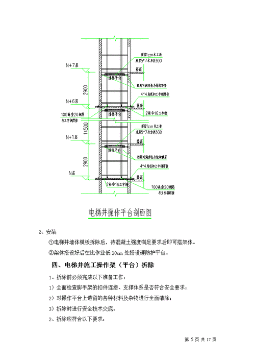 电梯井平台型号规范图集，电梯井操作平台施工方案